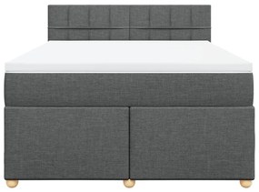 Κρεβάτι Boxspring με Στρώμα Σκούρο Γκρι 140x200 εκ Υφασμάτινο - Γκρι