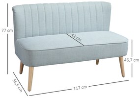 HOMCOM 2-θέσιο καναπέ, μαλακή ταπετσαρία, εύκολο στη συντήρηση κάλυμμα, έως 150 kg, 117 x 56,5 x 77 cm, Ανοιχτό πράσινο