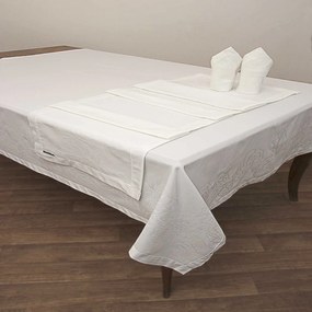 Τραπεζομάντηλο Σετ 13τμχ. Des.2410 2.White Anna Riska 165x 320 Cotton-Polyester