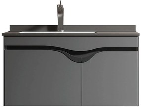 Έπιπλο Μπάνιου Πάγκος Με Νιπτήρα Diva S3BDIV080ANTH 80x50cm Anthracite Polywood,Porcelain