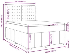 Κρεβάτι Boxspring με Στρώμα Μαύρο 140x190 εκ. Υφασμάτινο - Μαύρο