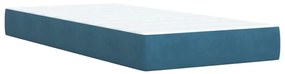 Κρεβάτι Boxspring με Στρώμα Μπλε 90x190 εκ. Βελούδινο - Μπλε