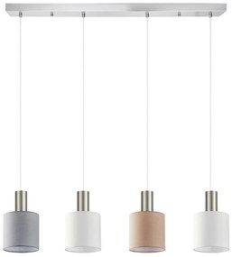 SE21-NM-4-4BL-SH123 ADEPT FLEX Nickel Matt Pendant White, Grey, Brown Fabric Shade+