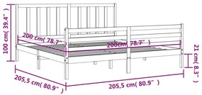 Πλαίσιο Κρεβατιού με Κεφαλάρι Μαύρο 200x200 εκ. Μασίφ Ξύλο - Μαύρο