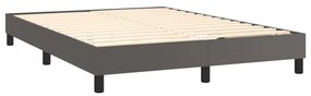 Κρεβάτι Boxspring με Στρώμα &amp; LED Γκρι 140x190 εκ. Συνθ. Δέρμα - Γκρι