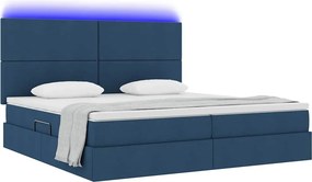 vidaXL LED Κρεβάτι αποθήκευσης με στρώμα Μπλε 200 x 200 cm Ύφασμα