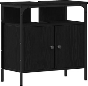 vidaXL Ντουλάπι Νιπτήρα Μπάνιου Μαύρο Δρυς 60x30x60 εκ. από Τεχνητό Ξύλο