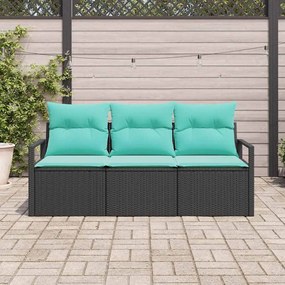 vidaXL Σετ Καναπέ 3 pcs Μαύρο συνθετικό ρατάν