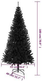 vidaXL Χριστουγεννιάτικο Δέντρο Τεχνητό Με Βάση Μαύρο 180 εκ. PVC