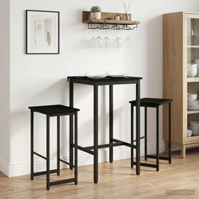 vidaXL Μπαρ σκαμπό 2 τμχ. Μαύρη Δρυς 40 x 32 x 74 εκ