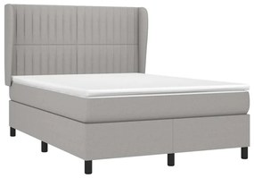 Κρεβάτι Boxspring με Στρώμα Ανοιχτό Γκρι 140x190 εκ. Υφασμάτινο - Γκρι