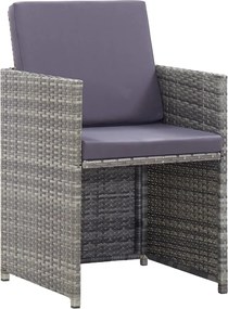 vidaXL Σετ Τραπεζαρίας Εξ. Χώρου 11 τεμ. Ανθρακί Συνθ. Ρατάν/Ακακία