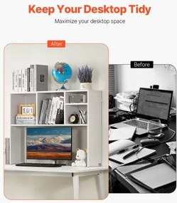 VEVOR Desktop Bookshelf White Desktop Storage Organizer 1-Tier for Office &amp; Home