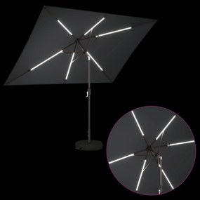 vidaXL Ομπρέλα Κήπου με LED Φώτα και Βάση 200 x 300 cm Πολυεστέρας
