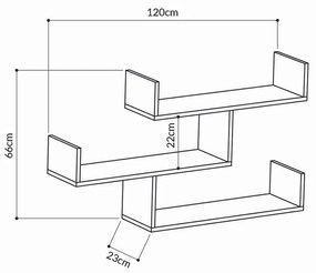 Σετ ράφια τοίχου &quot;DIVINE&quot; σε χρώμα σονόμα 120x22x67