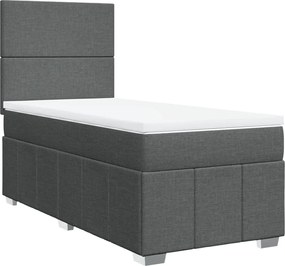 vidaXL Κρεβάτι Boxspring με Στρώμα Σκούρο Γκρι 100x200 εκ. Υφασμάτινο