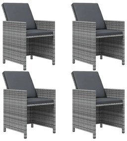 vidaXL Σετ Τραπεζαρίας Κήπου 9 τεμ. Γκρι Συνθετικό Ρατάν με Μαξιλάρια