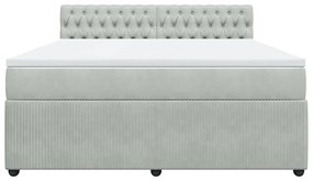 vidaXL Κρεβάτι Boxspring με Στρώμα Ανοιχτό Γκρι 180x200 εκ. Βελούδινο