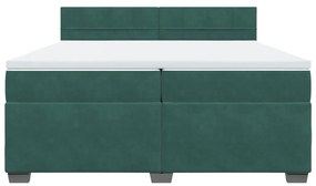 vidaXL Κρεβάτι Boxspring με Στρώμα Σκούρο Πράσινο 200x200εκ. Βελούδινο