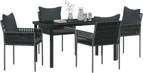 vidaXL Σέτ φαγητού για κήπο 5 pcs Μαύρο και Γκρι Ράτα PE