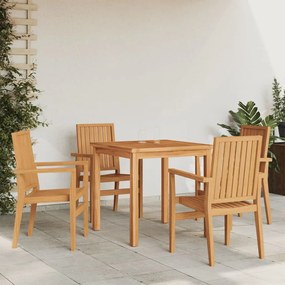 Καρέκλες Κήπου Στοιβαζόμενες 4 τεμ. 56,5x57,5x91 εκ. Μασίφ Teak