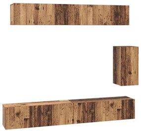 vidaXL Σετ επίπλου τηλεόρασης Επιτοίχιο 6 pcs Παλαιό ξύλο