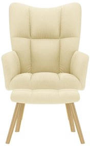 vidaXL Πολυθρόνα Relax Κρεμ Υφασμάτινη με Υποπόδιο