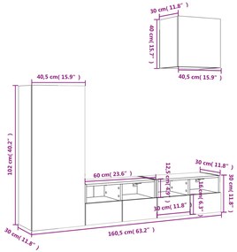 Έπιπλα Τοίχου Τηλεόρασης 4 τεμ. Sonoma Δρυς από Επεξ. Ξύλο - Καφέ