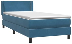 vidaXL Box Spring κρεβάτι με στρώμα σκούρο μπλε 90x210 εκ. Βελούδινο