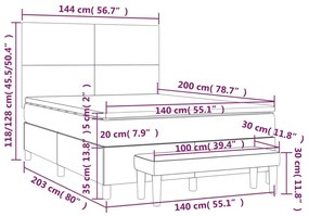 Κρεβάτι Boxspring με Στρώμα Γκρι 140x200εκ. από Συνθετικό Δέρμα - Γκρι