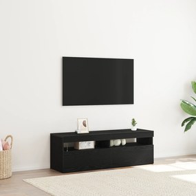 vidaXL Ντουλάπα τηλεόρασης με LED Μαύρη Δρύς 120x35x40 εκ. Επεξεργασμένο ξύλο