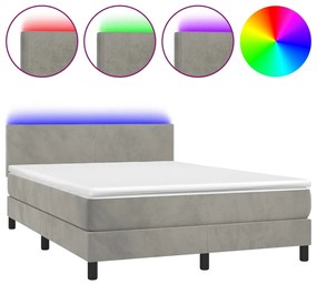 ΚΡΕΒΑΤΙ BOXSPRING ΜΕ ΣΤΡΩΜΑ &amp; LED ΑΝ.ΓΚΡΙ 140X200 ΕΚ. ΒΕΛΟΥΔΙΝΟ 3134285