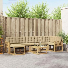 vidaXL Σειρά Καναπέ Εξωτερικού με μαξιλάρι 8 pcs Λευκό και Μπεζ