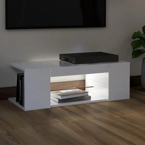 vidaXL Έπιπλο Τηλεόρασης με LED Γυαλιστερό Λευκό 90x39x30 εκ.
