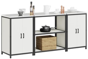 vidaXL Σετ Αποθήκευσης Κουζίνας με ράφι 3 pcs Λευκό 210 x 50 x 92 εκ