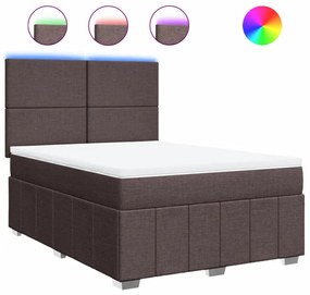 Κρεβάτι Boxspring με Στρώμα Σκούρο Καφέ 140x190 εκ. Υφασμάτινο - Καφέ