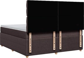 vidaXL Κρεβάτι Boxspring με Στρώμα Σκούρο Καφέ 200x200 εκ. Υφασμάτινο