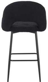 Σκαμπο μπαρ Masebo pakoworld μπουκλέ ύφασμα σε μαύρη απόχρωση με μαύρα μεταλλικά πόδια 48x52x97εκ