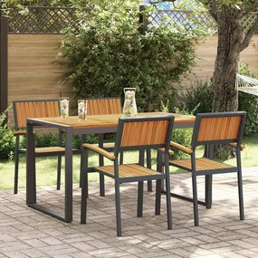 vidaXL Σέτ φαγητού για κήπο 5 pcs Μαύρο και καφέ 140 x 80 x 75 cm