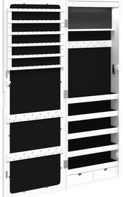 vidaXL Έπιπλο Κοσμημάτων με Καθρέφτη/LED Φώτα Επιτοίχιο Λευκό