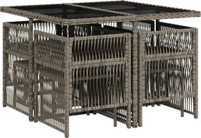 vidaXL Σετ Τραπεζαρίας Κήπου 9 τεμ. Γκρι Συνθ. Ρατάν με Μαξιλάρια