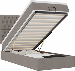 vidaXL Οθωμανικό κρεβάτι με στρώμα Taupe 90x190cm ύφασμα