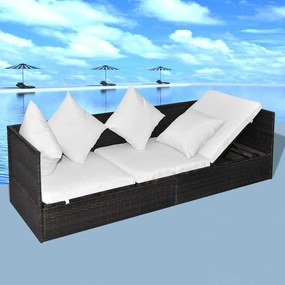 vidaXL Ξαπλώστρα Καφέ 200 x 60 x 58 εκ. συνθετικό ρατάν