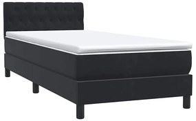 vidaXL Κρεβάτι Boxspring με Στρώμα Μαύρο 90x210 εκ. Βελούδινο