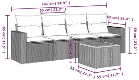 vidaXL Σετ Καναπέ Κήπου 5 τεμ. Μπεζ Συνθετικό Ρατάν με Μαξιλάρι