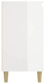 Κομοδίνο Γυαλιστερό Λευκό 40 x 35 x 70 εκ. Επεξεργασμένο Ξύλο - Λευκό