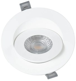 GloboStar LEXIS JOINT 60991 Χωνευτό LED Κινούμενο Spot Downlight 7W 660lm 45° AC 220-240V IP44 Φ12cm x Υ3.1cm - Στρόγγυλο - Λευκό - Θερμό Λευκό 2700K - Bridgelux Chip - TÜV Certified Driver - 5 Years Warranty