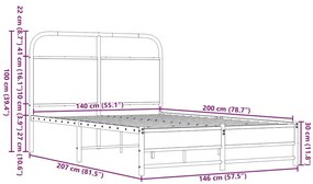 Πλαίσιο Κρεβατιού Χωρ. Στρώμα Καφέ Δρυς 140x200εκ. Επ. Ξύλο - Καφέ