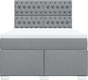 vidaXL Κρεβάτι Boxspring με Στρώμα Ανοιχτό Γκρι 140x190 εκ. Υφασμάτινο