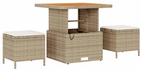 vidaXL Σετ Καναπέ Κήπου με μαξιλάρι 8 pcs Μπεζ και Κρέμα Πολυ Ρατάν